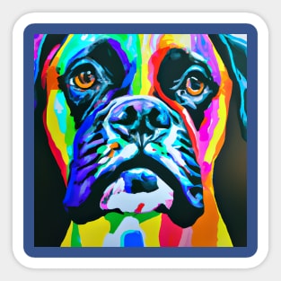 Boxer Dog Rainbow Painting Sticker